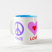 Peace Liebe Smile Zweifarbige Tasse (Vorderseite Links)