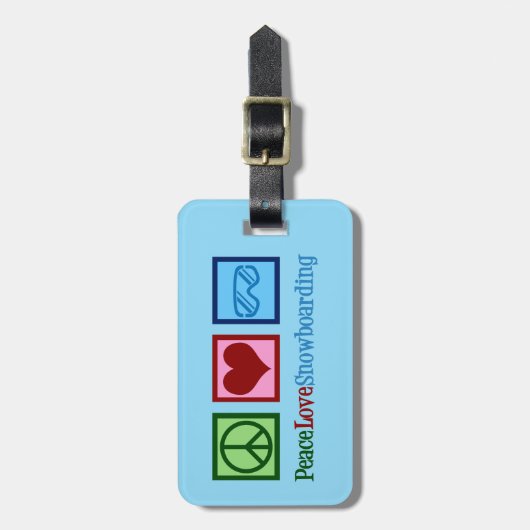 Peace Liebe Snowboarden Custom Snowboarder Gepäckanhänger (Vorderseite vertikal)