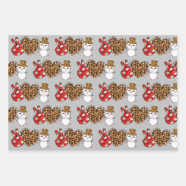 Peace Liebe Snowman Wrapping Paper Flat Sheet SET  Geschenkpapier Set