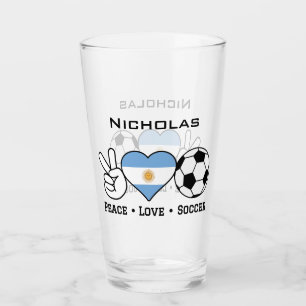 Peace Liebe Soccer Argentina Glass Cup Glas