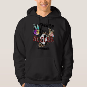 Peace Liebe Soccer Auntie Life Mama Oma Leopard Hoodie