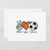 Peace Liebe Soccer Cool T Shirt Postkarte (Vorne/Hinten)