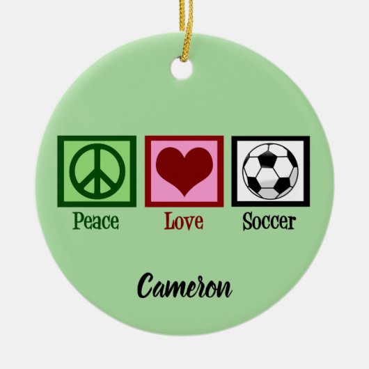 Peace Liebe Soccer Custom Christmas Keramik Ornament (Vorne)