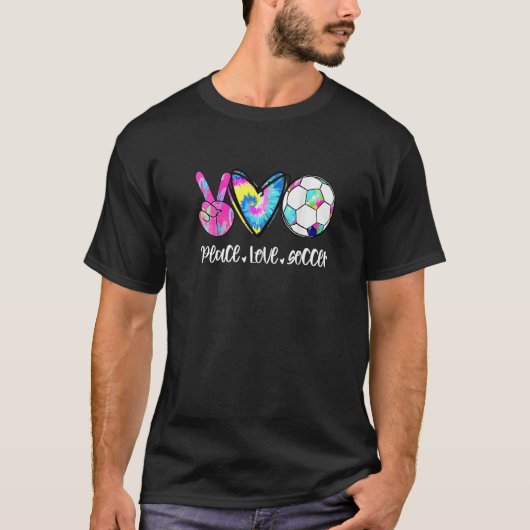 Peace Liebe Soccer Gefärbte Krawatte Niedlich Socc T-Shirt (Vorderseite)