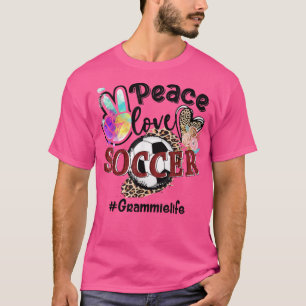 Peace Liebe Soccer Grammie Mama Großartiger Leopar T-Shirt