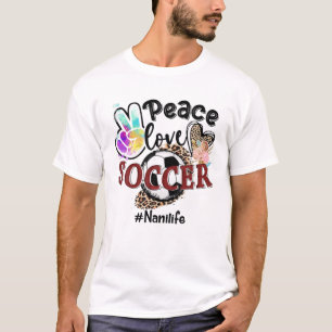 Peace Liebe Soccer Nani Life Mama Oma Leopard T-Shirt