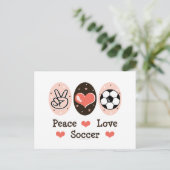 Peace Liebe Soccer Postcard Postkarte (Stehend Vorderseite)