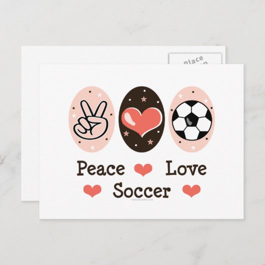 Peace Liebe Soccer Postcard Postkarte (Vorne/Hinten)