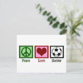 Peace Liebe Soccer Postkarte (Stehend Vorderseite)