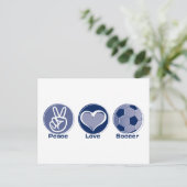 Peace Liebe Soccer Postkarte (Stehend Vorderseite)