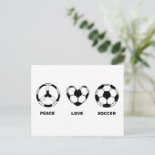 Peace Liebe Soccer Postkarte (Stehend Vorderseite)