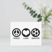 Peace Liebe Soccer Postkarte (Stehend Vorderseite)