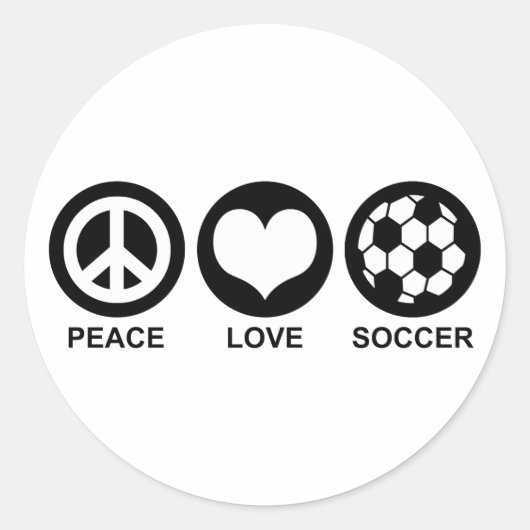 Peace Liebe Soccer Runder Aufkleber (Vorderseite)