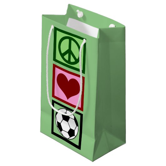 Peace Liebe Soccer Spieler Geburtsdatum Custom Fut Kleine Geschenktüte (Vorderseite Schrägansicht)