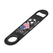Peace Liebe Soccer USA Speed Flaschenöffner (Vorderseite Schrägansicht)