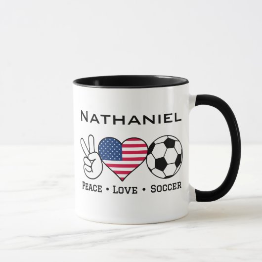 Peace Liebe Soccer USA Tasse (Rechts)