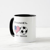Peace Liebe Soccer USA Tasse (Vorderseite Links)