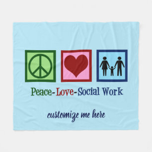 Peace Liebe Social Work Custom Blue Social Worker Fleecedecke