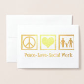 Peace Liebe Social Work Holiday Gold Foil Card Folienkarte (Vorderseite mit Umschlag)