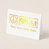 Peace Liebe Social Work Holiday Gold Foil Card Folienkarte (Vorderseite)
