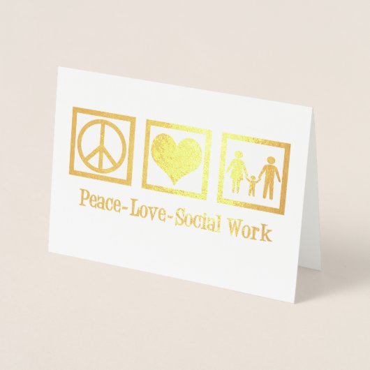 Peace Liebe Social Work Holiday Gold Foil Card Folienkarte (Vorderseite)