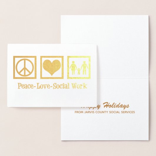 Peace Liebe Social Work Holiday Gold Foil Card Folienkarte (Anzeige)