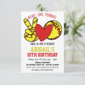 Peace Liebe Softball Einladung (Stehend Vorderseite)