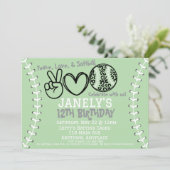 Peace Liebe Softball Einladung zum Geburtstag (Stehend Vorderseite)