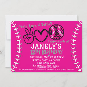 Peace Liebe Softball Einladung zum Geburtstag