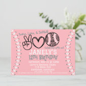 Peace Liebe Softball Einladung zum Geburtstag (Stehend Vorderseite)