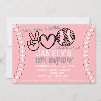 Peace Liebe Softball Einladung zum Geburtstag
