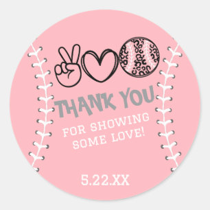 Peace Liebe Softball Einladung zum Geburtstag Runder Aufkleber