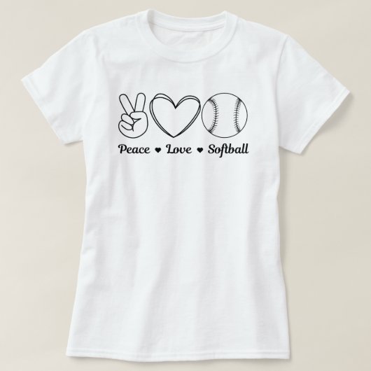 Peace Liebe Softball Funny Zitat | Softball-Sprich T-Shirt (Design vorne)