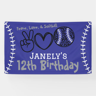 Peace Liebe Softball Geburtstag Banner