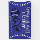 Peace Liebe Softball Geburtstag Banner (Vertikal)