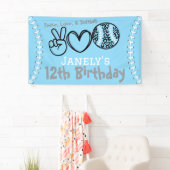 Peace Liebe Softball Geburtstag Banner (Insitu)
