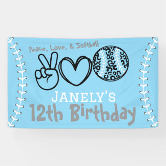 Peace Liebe Softball Geburtstag Banner