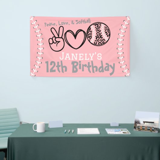 Peace Liebe Softball Geburtstag Banner (Messeveranstaltung)