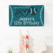 Peace Liebe Softball Geburtstag Banner (Insitu)