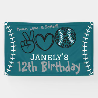 Peace Liebe Softball Geburtstag Banner