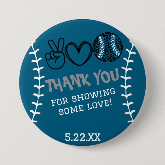 Peace Liebe Softball Geburtstag Button (Vorderseite)