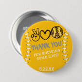 Peace Liebe Softball Geburtstag Button (Vorne & Hinten)