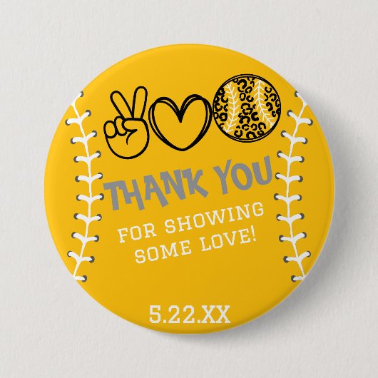 Peace Liebe Softball Geburtstag Button (Vorderseite)