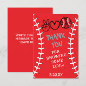 Peace Liebe Softball Geburtstag Dankeskarte (Vorne/Hinten)