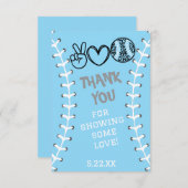 Peace Liebe Softball Geburtstag Dankeskarte (Vorne/Hinten)