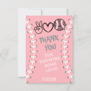 Peace Liebe Softball Geburtstag Dankeskarte