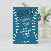 Peace Liebe Softball Geburtstag Dankeskarte (Stehend Vorderseite)