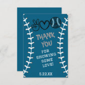 Peace Liebe Softball Geburtstag Dankeskarte (Vorne/Hinten)