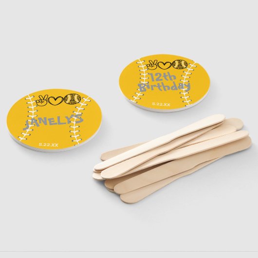 Peace Liebe Softball Geburtstag Fächer (Non-assembled)