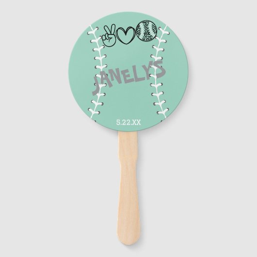 Peace Liebe Softball Geburtstag Fächer (Vorderseite)